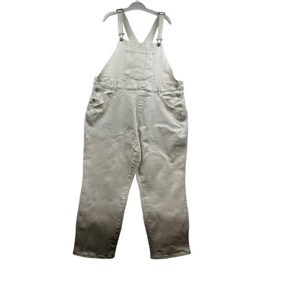 Old Navy Women's Cream Bib Overalls Cotton Blend Adj Straps Size 18 Petite - Picture 1 of 9